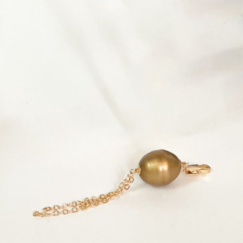 18K Gold Plated Dangling Large Gold Pearl Pendant