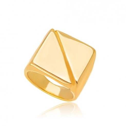 18K Gold Plated Bold Organic Square Ring