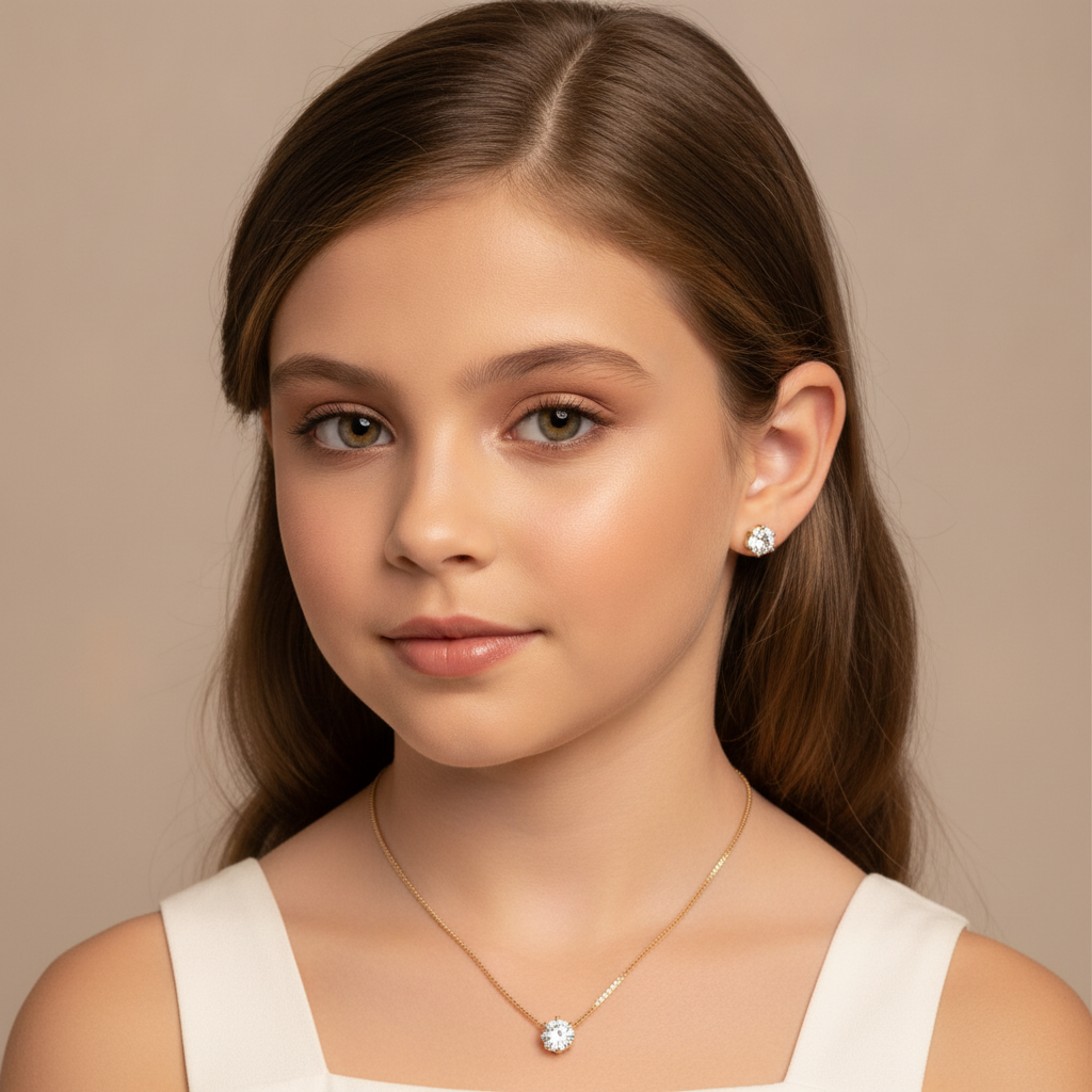Small Cubic Zorconia Kids Set - 18K Gold Plated