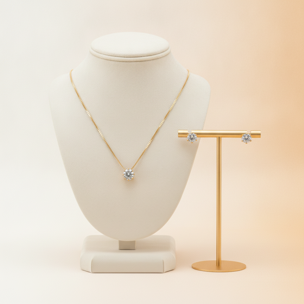 Small Cubic Zorconia Kids Set - 18K Gold Plated