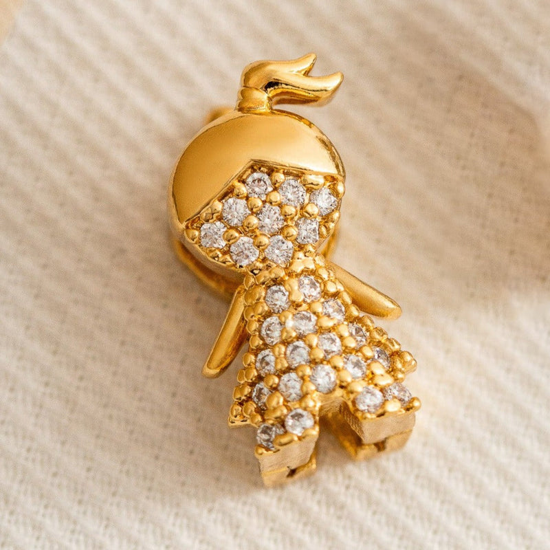 18K Gold Plated Studded Zirconia Girl Pendant