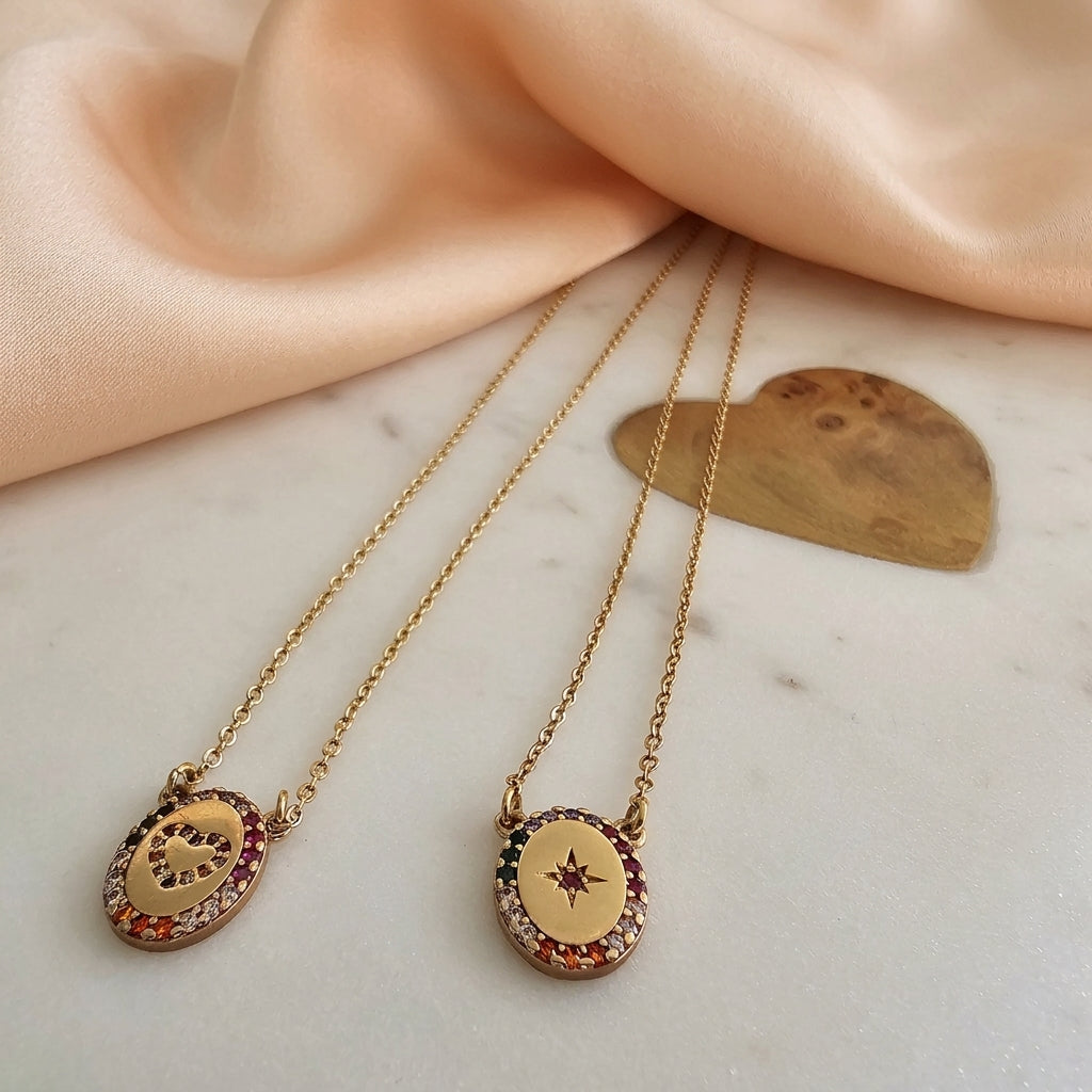 Scapular Colorful Necklace - 18K Gold Plated