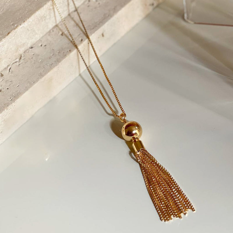 18K Gold Plated Ball Fringe Necklace