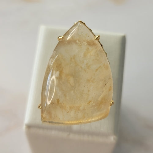 18K Gold Plated Quartz Rutilated Ring