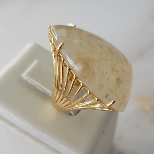 18K Gold Plated Quartz Rutilated Ring