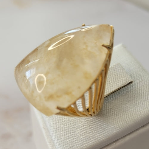 18K Gold Plated Quartz Rutilated Ring